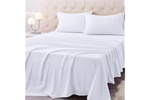 Homilay Twin Size Bed Sheet Set - 3 Piece Soft Microfiber Sheets with Deep Pockets, Cooling Technology, and Wrinkle-Free Pillowcase. Hotel-Quality, Durable Bedding, Brilliant White