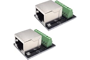 ATMLCOER 2PCS RJ45 8Pin Ethernet Dual Female Terminal Breakout Board,2.54mm Pitch Screw Connector Board Shielded Network Adapter Terminal