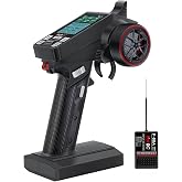 Havcybin HOTRC CT-8A RC Transmitter and Receiver 8 Channel 2.4ghz Hand Controlled RC Car Boat Tanks Remote Controller Long Distance (Plastic+1RX)