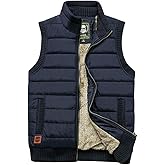 Vcansion Men's Outdoor Stand Collar Fleece Jacket Vest Casual Padded Vest Coats