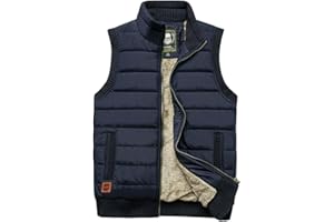 Vcansion Men's Outdoor Stand Collar Fleece Jacket Vest Casual Padded Vest Coats