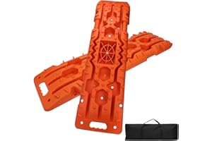 ZEMIRO CHARGE Off-Road Traction Boards, 2Pcs Recovery Tracks for Jeep, Truck & SUV – Heavy-Duty Traction Mats for Mud, Snow & Sand with Storage Bag for Emergency Tire Ramp (Orange)