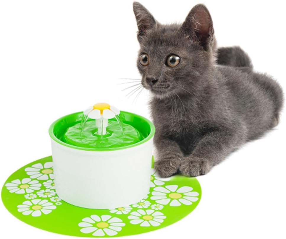 Drinking Fountain Automatic Electric Pet Water Fountain Dog/Cat Water Dispenser Flower Sytle 1.6 L (green)