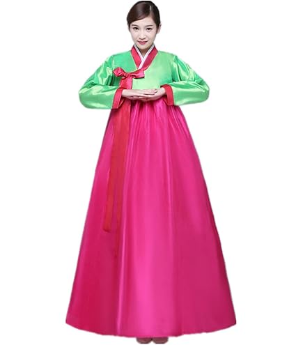 traditional korean bridesmaid dress Women Hanbok Hanbok Korean Traditional Bride Wedding Dress Korean National Costumes (Blue+Hot pink, S) : Clothing, Shoes & Jewelry Size:6'9