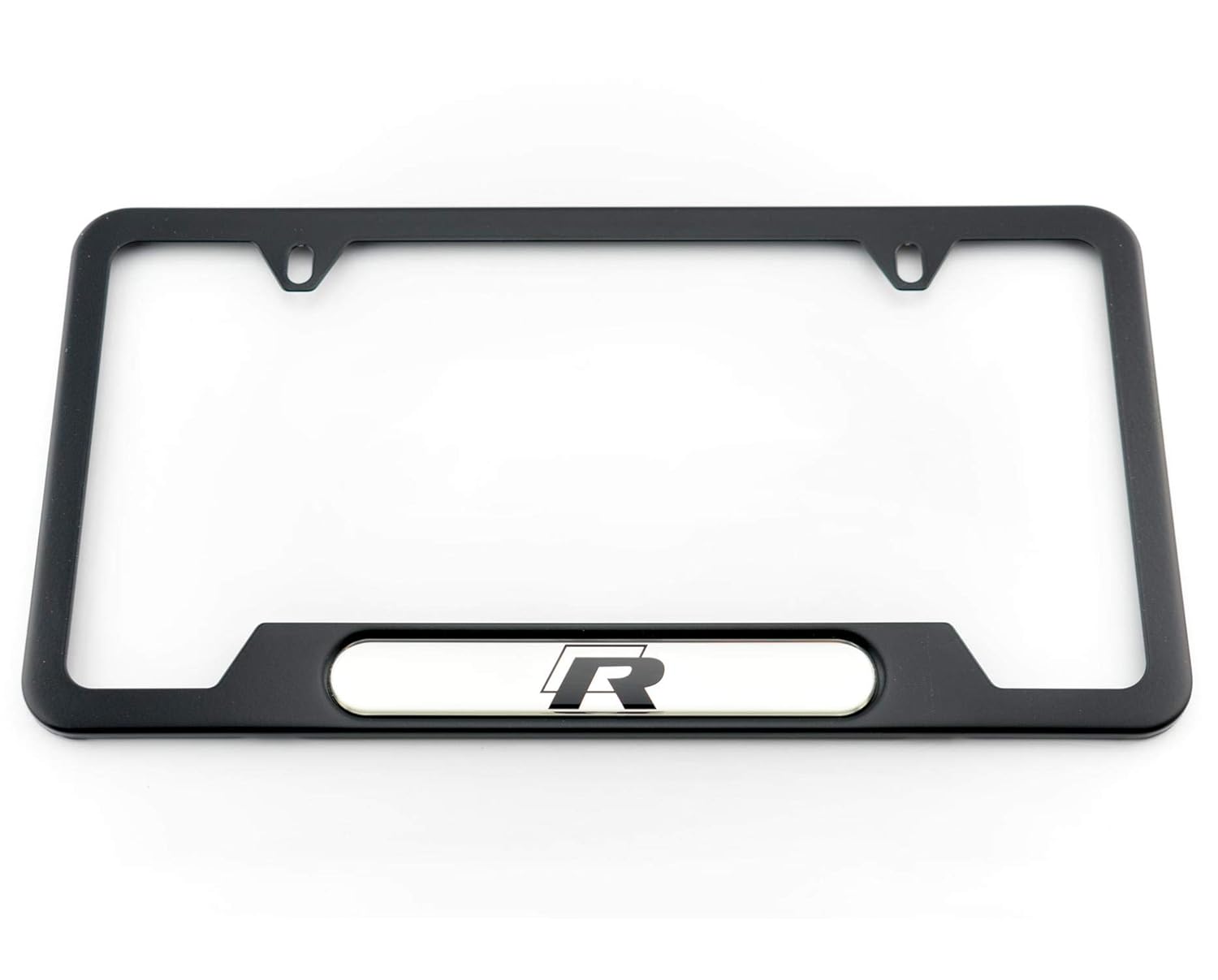 Genuine Volkswagen RLine License Plate Frame Stainless Steel with Black Finish by Volkswagen