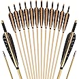 Luoyer 12 Pcs Archery Wooden Arrows with Feathers Handmade Targeting Arrows for Traditional Bow Recurve Bow Longbow for Adults 31inch