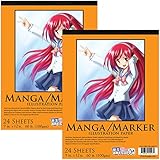 U.S. Art Supply 9" x 12" Premium Manga-Marker Paper Pad, 60 Pound (100gsm), Pad of 24-Sheets (Pack of 2 Pads)