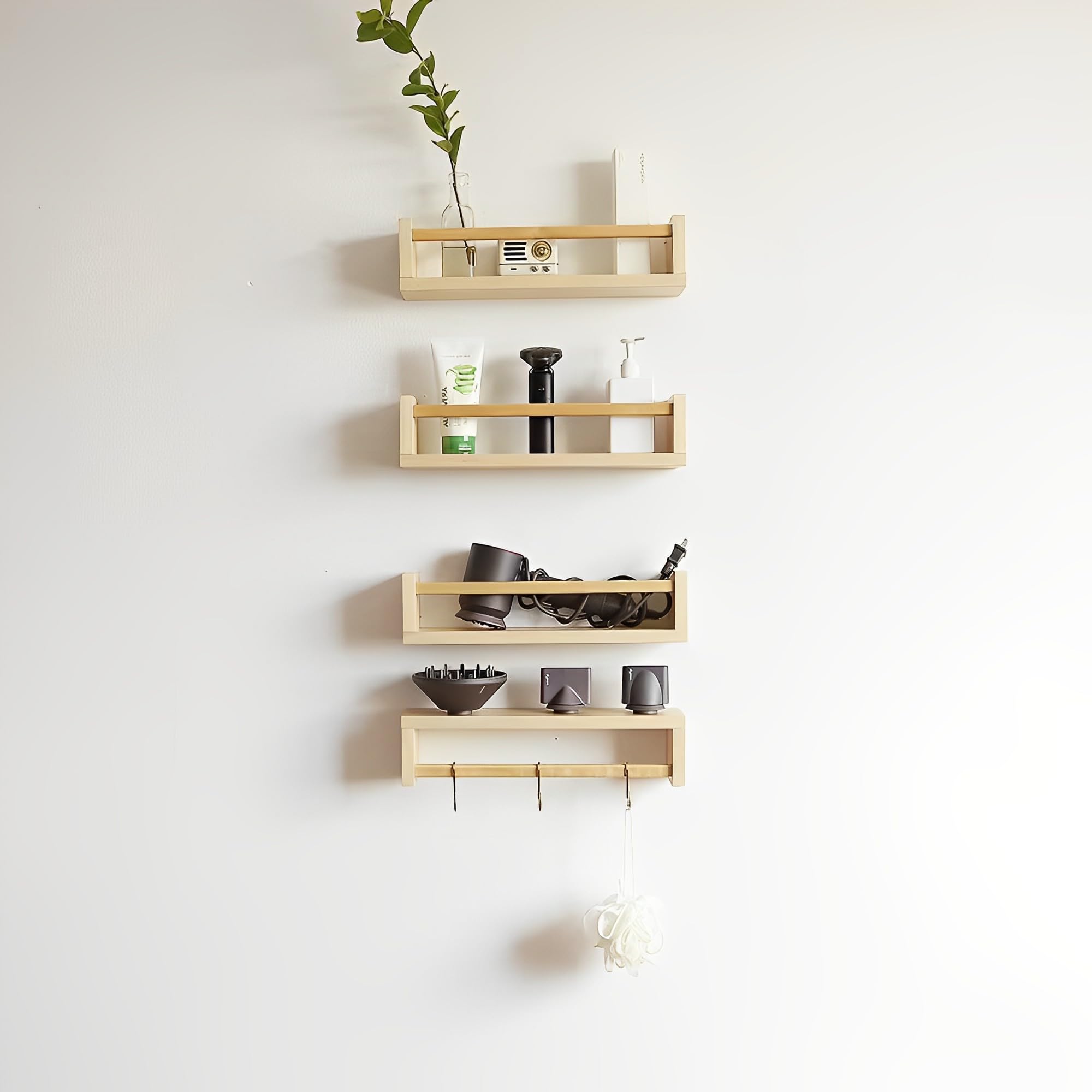 Ark miido 4 Pack Floating Shelves for Wall Nursery Book Shelves Wall Shelves for Bedroom Living Room Kitchen Spice Rack Bathroom Storage Rack for Home