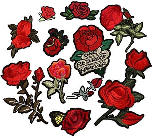 Arisingdeals 11 Pieces Rose Patch Embroidered Flower Iron on Patch Applique for Jacket, Jeans, Dress, Shoes, Bags