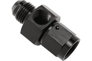 Podavelle 6AN Male to 6AN Female Fuel Pressure Gauge Take Off Fitting Adapter with 1/8 NPT Side Port Aluminum Black