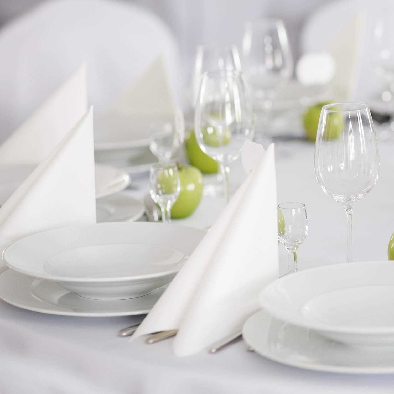 MORGIANA 50 PCS Linen Feel Disposable Paper Napkins 40 x 40 cm Disposable Airlaid Napkins Serviettes Perfect for Wedding Restaurant Party Birthday Dinner (White) - Image 5