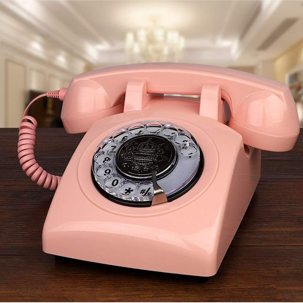 Pink Telephones, TelPal Corded Telephone Classic Rotary Dial Home