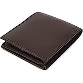 Leatherboss Leather Boys Slim Compact Flap Id Coin Pocket Bifold Wallet with debit credit card holder, Dark Brown