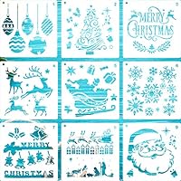 LLGLTEC 9 Pieces Christmas Stencils Template DIY Xmas Stencils Designs 7.9