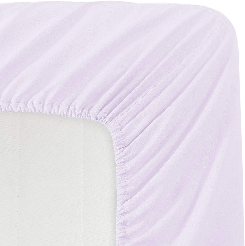 BASIC CHOICE Solid Color Microfiber Queen Deep Pocket Fitted Sheet, Lavender: Home & Kitchen