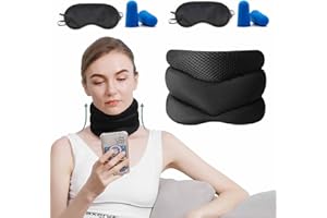 LinamHoz Neck Support for Snoring, Adjustable Soft Foam Neck Brace, Cervical Collar for Sleeping Home and Outdoor Use (Black)