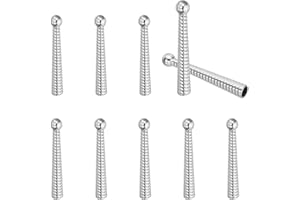 PATIKIL Bolo Tie Tips, 10Pcs 2 Inch Long Alloy Bolo Tie Supplies Replacement Cord End Caps 5mm Diameter for DIY Crafts Clothes Decor, Silver Tone