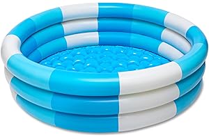 Auvitaya Inflatable Kiddie Pool, 3 Rings Round Blow up Swimming Pool for Baby Kids, Portable Toddler Stripe Water Splash Play Toys for Summer Backyard Party Birthday Gifts