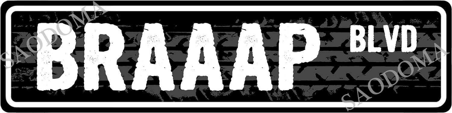 Wall Décor - SAODOMA Metal Signs Braaap BLVD Street Motocross Motorcycle Racing Racer Rider Trials Off Road Dirt Bike Enduro Rally Mechanic Man Cave Garage Tin Plaque Wall Art Poster 16 X 4 Inch