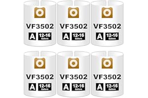 YCUVIN 12-16 Gallon VF3502 Bags for Ridgid Shop Vac 12, 14, 16 Gallon, for Ridgid HD1200, HD1400, HD1600, HD1800, WD12701, WD1450, WD1640, WD1680, Type A, Wet/Dry Vacuums, Part # 23743, 6 pack