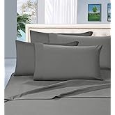 Elegant Comfort 1500 Thread Count Egyptian Quality 6 Piece Wrinkle Free and Fade Resistant Luxurious Bed Sheet Set, Full, Gray
