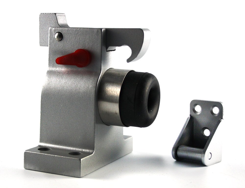 Door Stop TS-83030 Grey Solid Cast Aluminium Floor Mounting with Lock Door Stop