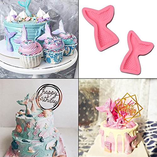 4 Pack Seashell Mold-Large and Small Mermaid Tail Mold-3D Silicone Fondant Mold for Chocolate Candy Soap