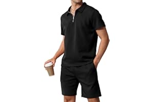 Mens Short Sets 2 Piece Summer Outfits Polo Shirt and Shorts Set Casual Short Sleeve Sweatsuit Tracksuit Loungewear