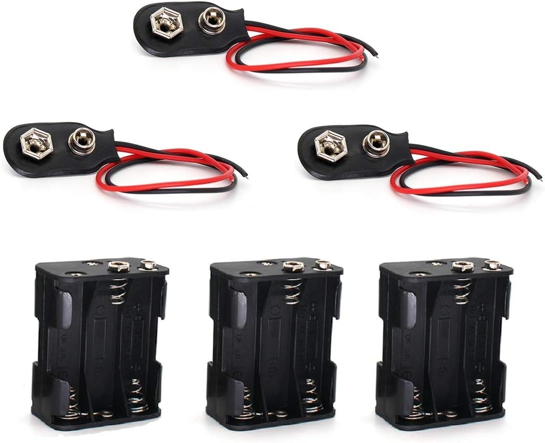 with Leads Holder Battery AA (9V) 1.5V X 6 Layers Two 9V Pack) of (3