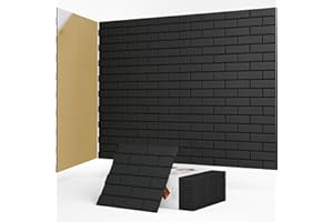 ARTVIVID 12Pack Acoustic Panels, Self-Adhesive 3D Brick Pattern Sound Proof Panels for Walls, Decorative Sound Dampening Wall Panels for Recording Studios, Offices, Home, 12"×12"×0.4", Black