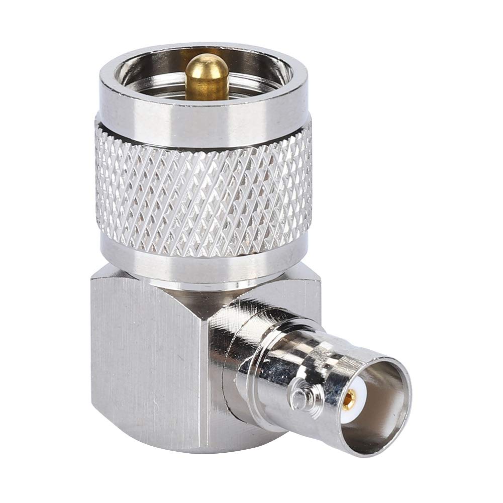 Denash PL-259 RF Coaxial Right Angle Antenna Adapter Connector, UHF Male to BNC Female Connector for Antennas, Wireless LAN Equipment, Coaxial Cable, Wi-Fi, CCTV (1Pc)