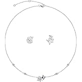 Haelira S925 Sterling Silver Jewelry Sets, 17.7 Inch Freshwater Pearls Necklace and Earrings Set, Dainty Minimalist Perfect Jewelry Gift