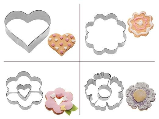 Westmark36792291 Ausstechformen • 4er Set • Edelstahl • mit den Motiven: Herz, Rosette, Rosette mit Herz und Rosette mit Inne