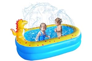 UMEELR Inflatable Swimming Pool for Kids with Sprinkler, 67x41x32in Family Size Backyard Summer Water Play