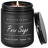MOASITN Pure Sage Highly Scented Candle for Home|Organic Soy Candel| Handmade Long Lasting Aromatheraphy Jar Candles| Gift for Women,Men for Relaxing,Housewarming,Autumn|7oz