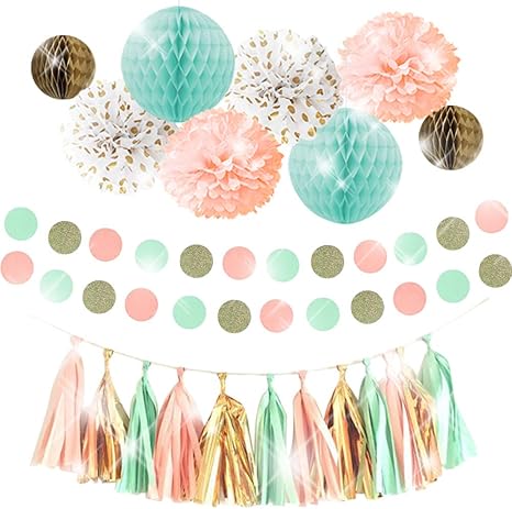 The Perfect Party Premium Peach Mint Gold Party Decorations