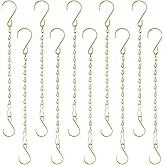 RIFNY Gold Hanging Basket Chain, 10 inch Decorative Plant Hanging Chains with Hooks, Adjustable Replacement Plant Hanger Chain to Hang Planter Flower Basket Pots Bird Feeder Lantern Lamp, 10 Pcs