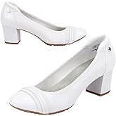JENN ARDOR Womens Dress Pumps Ballet Chunky Heels for Women Round Toe Mid Square Block Heels Soft Slip On Pumps Shoes for Office Lady Dancer Wedding Shoes Youth 2inch