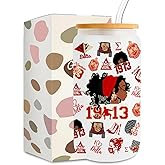 LONGXIN Sorority Gifts for Women Delta Iced Coffee Cup Paraphernal Gifts 16 oz Coffee Glass Cup with Lid Straw
