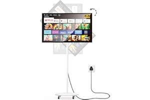 OHYEAHSPIN 43 Inch Portable TV on Wheels, MWE 4K Smart Touch Screen Rolling TV LCD Display with Wires plugged in use, Android OS, Type-C, USB, HDMI Port, Support Wireless Mouse Keyboard