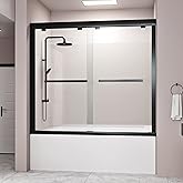 DELAVIN 56-59 in. Semi-Frameless Double Sliding Tub Door, Bypass Bathtub Shower SGCC Tempered Glass Door with Explosion-Proof