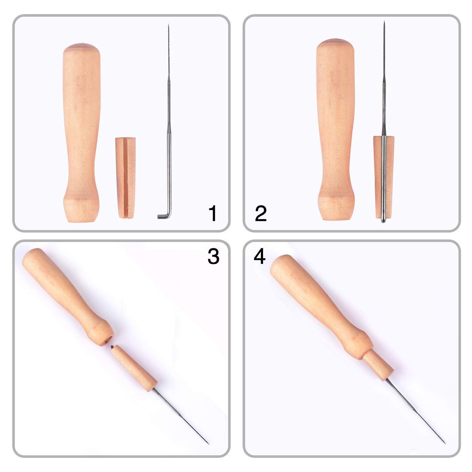 Phinus 30 Pcs Needle Felting Kit, Wool Felting Needles, 3 Sizes: 3.58/3.39/3.07 inch, Grey, Sharp Point, Iron Material