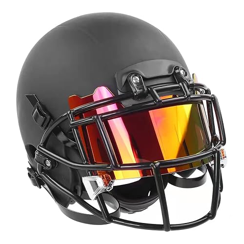 Chrome Football Helmet Visor With Clip - Eye Shield For Adult Helmets (Includes Bag & Sticker Set)