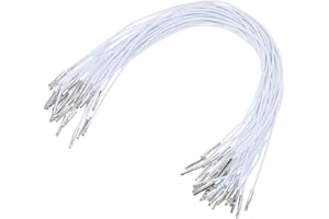 ONLYKXY 30pcs Elastic Cords with Metal Ends Soft Stretch Band Mask Lanyard Loop Craft Round Rope Thread String Extender Strap for Mask Making Book Binding Hanging DIY Party Hat Menus 11.8inch (White)