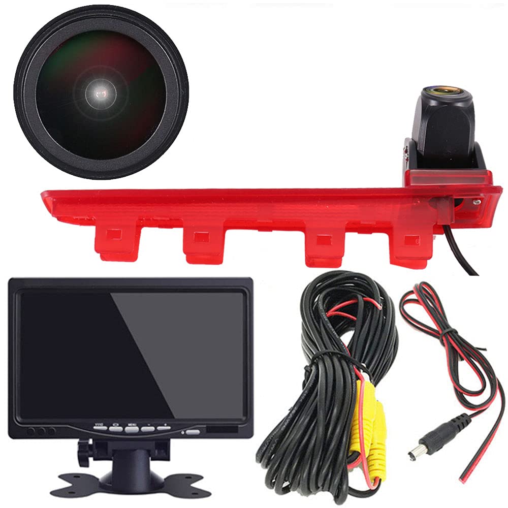 HD Caravan Reversing System Brake Light Reversing Camera Van Roof Camera Parking Camera Parking Aid with Angle Adjustable Compatible with V W Multivan T5 T6 Diesel 7EF, 7EM, 7EN, 7HF Transporter