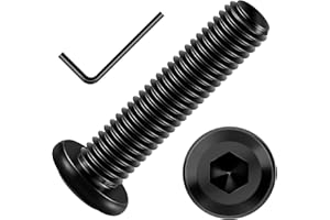 Mywish M8 x 35mm 20Pcs Flat Head Hex Socket Cap Screws Bolts, 304 Stainless Steel Furniture Bolts Full Thread, Black Oxide & Hex Spanner