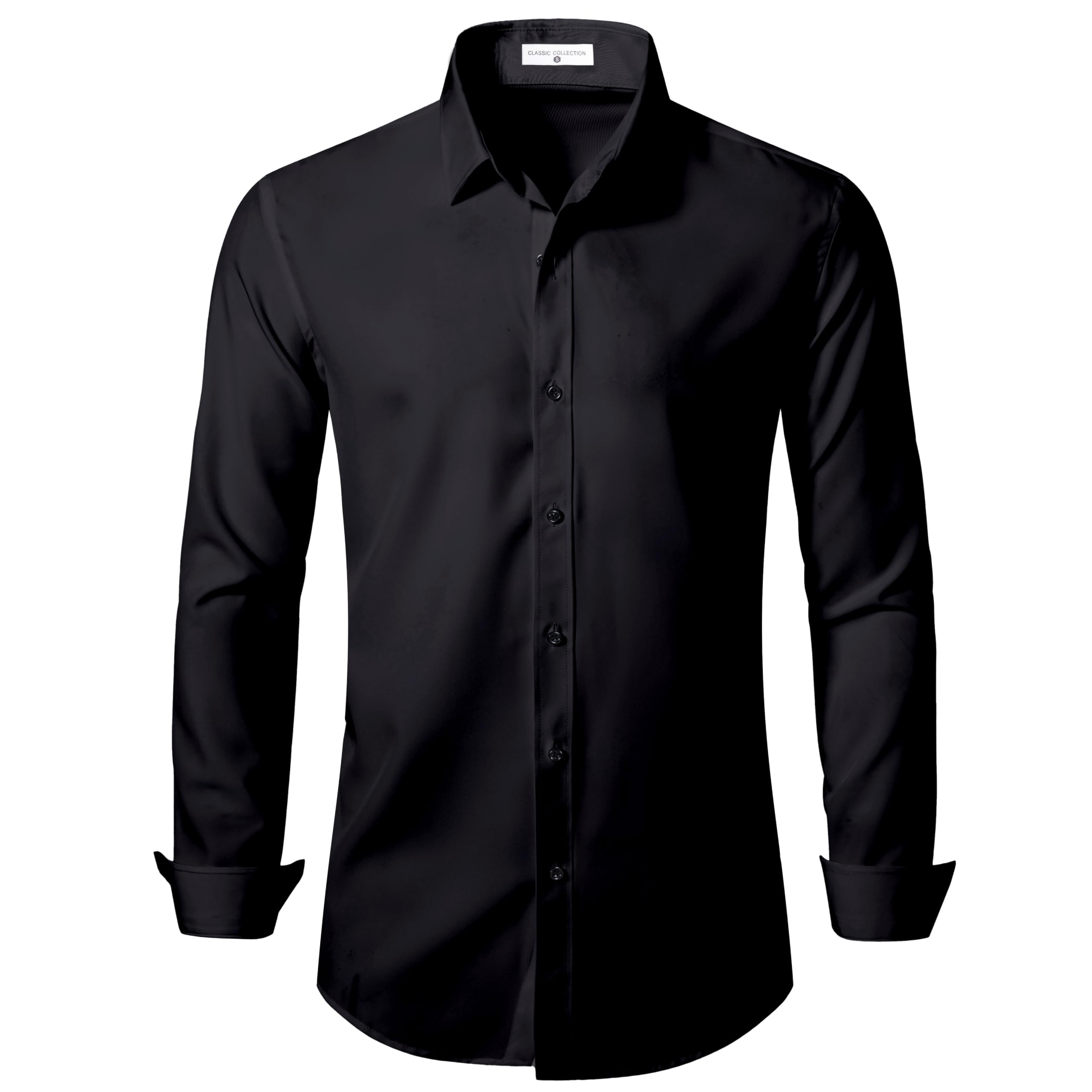 Photo 1 of ***ITEM SIMILAR***
BEILU Men's Slim Fit Dress Shirts Solid Long Sleeve Formal Shirts Business Casual Wedding Button Down Shirts Black X-Small