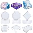 KISREL 18 Pieces Thicken Resin Coaster Molds, Upgrade Coaster Molds for Epoxy Resin, Coaster Resin Mold with Storage Box Mold for DIY Art Craft Cup Mats