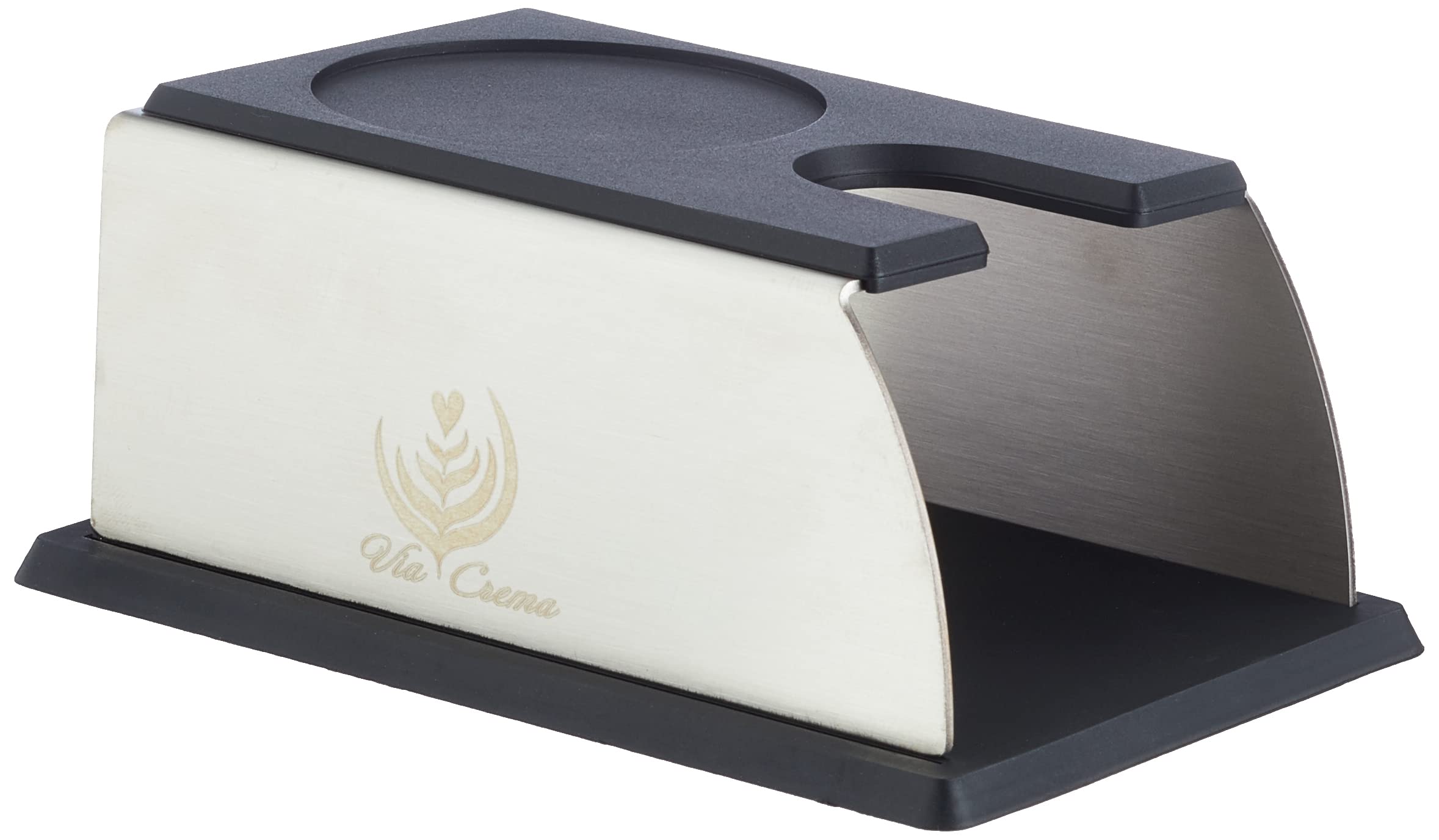 VIA CREMA Tamper Station Black Made of Stainless Steel and Silicone for All Tamper Sizes
