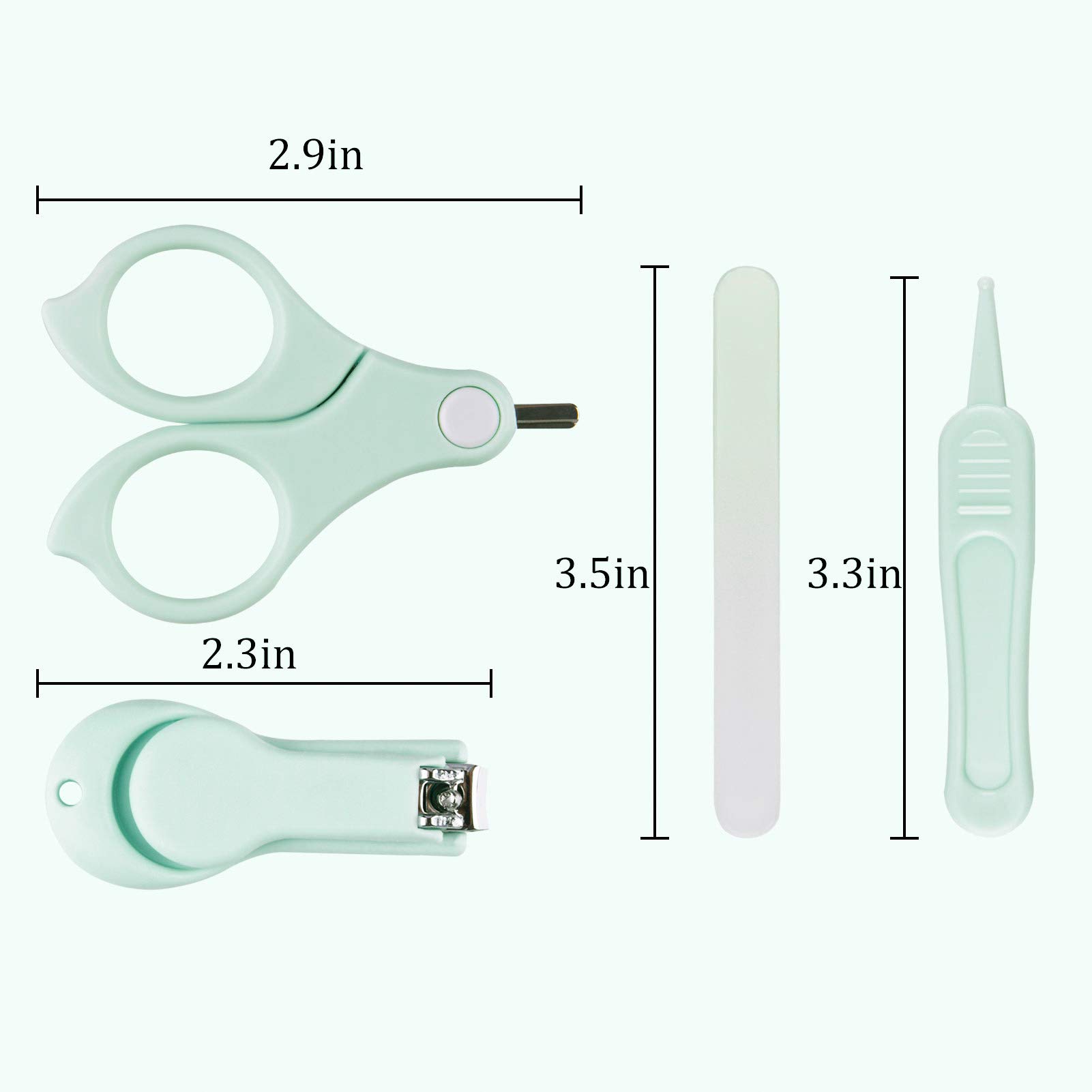 Baby Nail Kit, Baby Manicure Kit and Pedicure with Cute Owl Shape Case. Baby Nail Clipper, Scissor, Nail File & Tweezer for Newborn, Infant & Toddler, Mothers Day Gifts(Green)